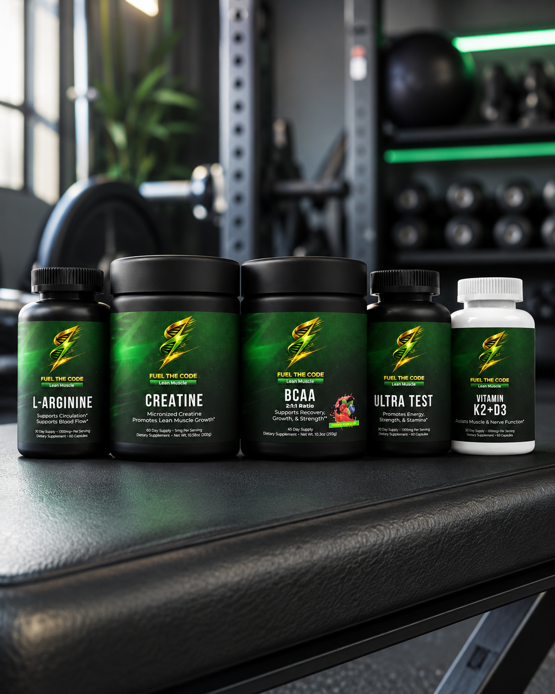 Lean Muscle + Test Stack (5 bottles total)